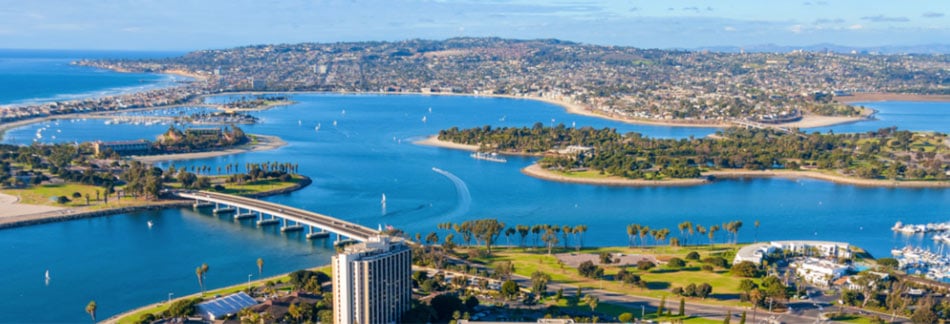 Aerial view of Mission Bay, San Diego