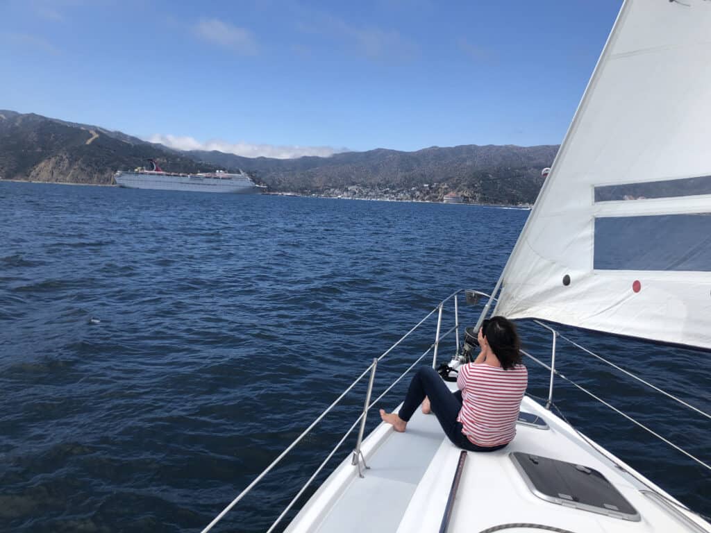 Shooting photos from a sailboat near Catalina.