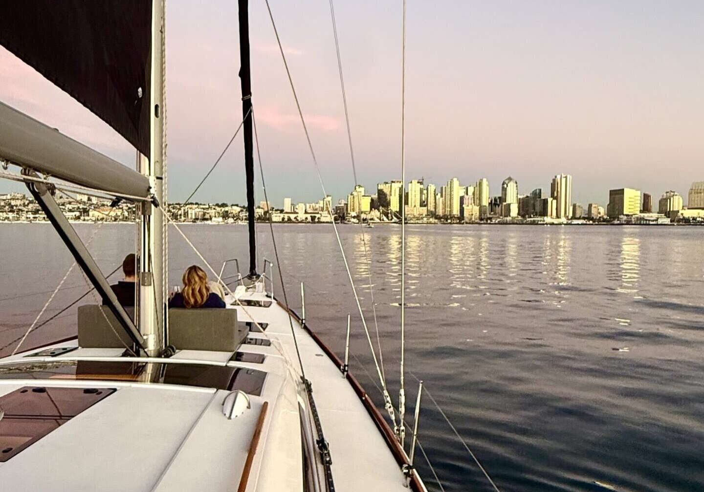 Looking out the bow of the SV Riviera sail boat.